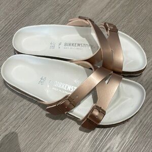 Rose gold Birkenstock sandals